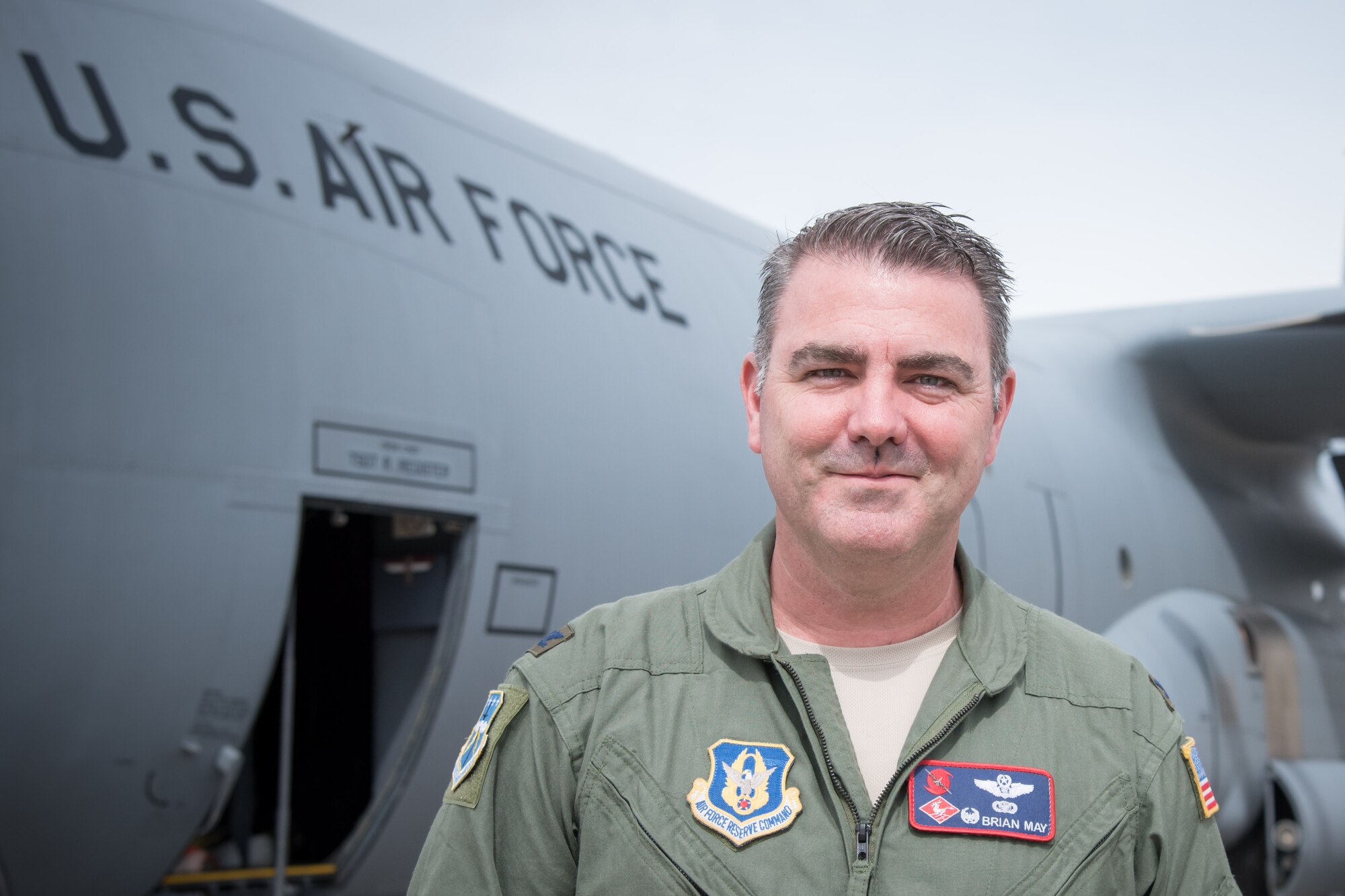Col. Brian May, 403rd Operations Group commander, poses for a photo in front of a C-130J Super Hercules aircraft May 4, 2017 at Keesler Air Force Base, Mississippi. (U.S. Air Force photo/Staff Sgt. Heather Heiney) 