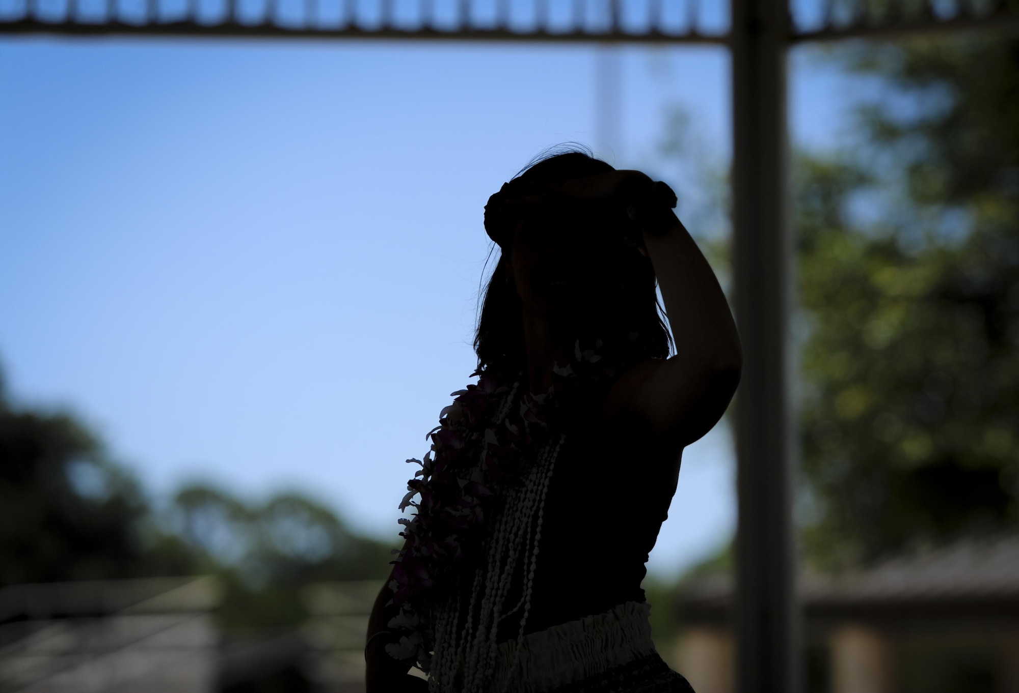 An Airmen with the 25th Intelligence Squadron performs a Hula dance during the Asian American and Pacific Islander Cultural Day event at Hurlburt Field, Fla., May 25, 2017. Mallet was born in Honolulu, Hawaii, learned to hula when she was five-years-old and was featured in several dance shows around the island. The Asian American and Pacific Islander Cultural Day event included the demonstration, free food and a hula demonstration. (U.S. Air Force photo by Airman 1st Class Dennis Spain)