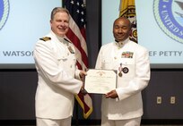 FORT EUSTIS, Va. - Chief Yeoman Owen Watson, flag writer, Joint Task Force Civil Support poses for a photo during his retirement ceremony May 18, 2017. Watson served 29 honorable years in the United States Navy. (Official DOD photo by MC2 Benjamin Liston)