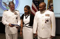 FORT EUSTIS, Va. - Chief Yeoman Owen Watson, flag writer, Joint Task Force Civil Support poses for a photo during his retirement ceremony May 18, 2017. Watson served 29 honorable years in the United States Navy. (Official DOD photo by MC2 Benjamin Liston)