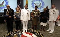 FORT EUSTIS, Va. - Chief Yeoman Owen Watson, flag writer, Joint Task Force Civil Support poses for a photo during his retirement ceremony May 18, 2017. Watson served 29 honorable years in the United States Navy. (Official DOD photo by MC2 Benjamin Liston)