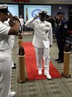 FORT EUSTIS, Va. - Chief Yeoman Owen Watson, flag writer, Joint Task Force Civil Support gives his final salute during his retirement ceremony May 18, 2017. Watson served 29 honorable years in the United States Navy. (Official DOD photo by MC2 Benjamin Liston)