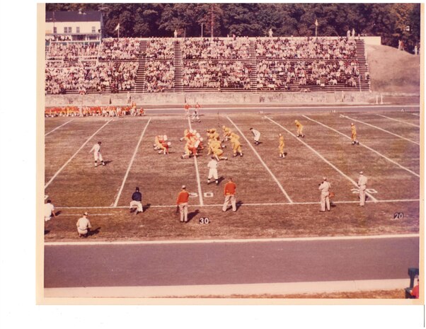 The Marine football team plays a game at Butler Stadium, which was built by Marines for Marines under the tuteledge of Brig. Gen. Smedley Butler, commander of Marine Corps Barracks Quantico. (Date unknown).