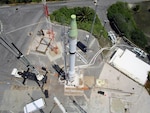 The intercontinental ballistic missile-class live-test target before launch May 30 from the U.S. Army’s Reagan test site on Kwajalein Atoll in the Marshall Islands. 
