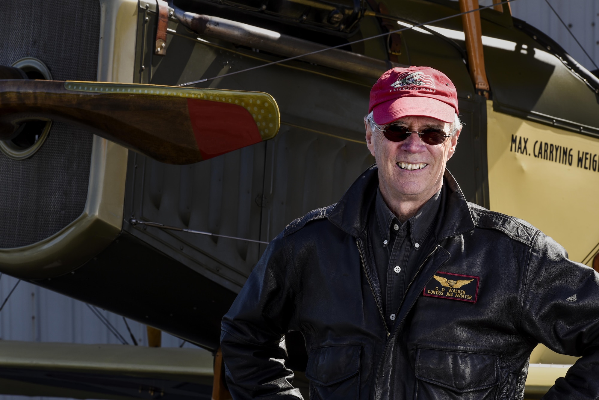 Dorian Walker, Friends of Jenny Chairman, built, maintains, and flies the JN-4 Jenny across the U.S., Bowling Green, Ky., May 8, 2017.  Friends of Jenny have restored the JN-4 Jenny with the capabaility to fly internationally in order to educate America on the history of the aircraft.  The 100-year-old aircraft will be attending the air show for Scott Air Force Base, which also turns 100 years old.
