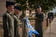 Master Sgt. Chad Beach, 524th Special Operations Squadron first sergeant, holds the guidon before it is ceremoniously covered during the 524 SOS end of mission ceremony at Cannon Air Force Base, N.M., May 31, 2017. The 524th is relocating to Duke Field, Florida, where the command will change hands from the 27th SOW to the 492nd SOW. (U.S. Air Force photo by Staff Sgt. Michael Washburn/Released)