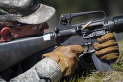A soldier assigned to the 98th Support Maintenance Company, 17th Combat Sustainment Support Battalion, U.S. Army Alaska, conducts known distance marksmanship at Pedneau range on Joint Base Elmendorf-Richardson, Alaska, May 31, 2017.  The SMC is a modular maintenance company that provides field maintenance support on an area basis to units in the form of allied trades support; wheeled vehicle recovery; armament; communications; electronics; special electronic devices; ground support equipment; power generation equipment; utility equipment; and test, measurement, and diagnostic equipment maintenance and quality control.