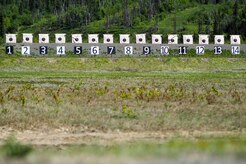 Targets are seen from the firing line as Soldiers assigned to the 98th Support Maintenance Company, 17th Combat Sustainment Support Battalion, U.S. Army Alaska, conduct known distance marksmanship at Pedneau range on Joint Base Elmendorf-Richardson, Alaska, May 31, 2017.  The SMC is a modular maintenance company that provides field maintenance support on an area basis to units in the form of allied trades support; wheeled vehicle recovery; armament; communications; electronics; special electronic devices; ground support equipment; power generation equipment; utility equipment; and test, measurement, and diagnostic equipment maintenance and quality control.
