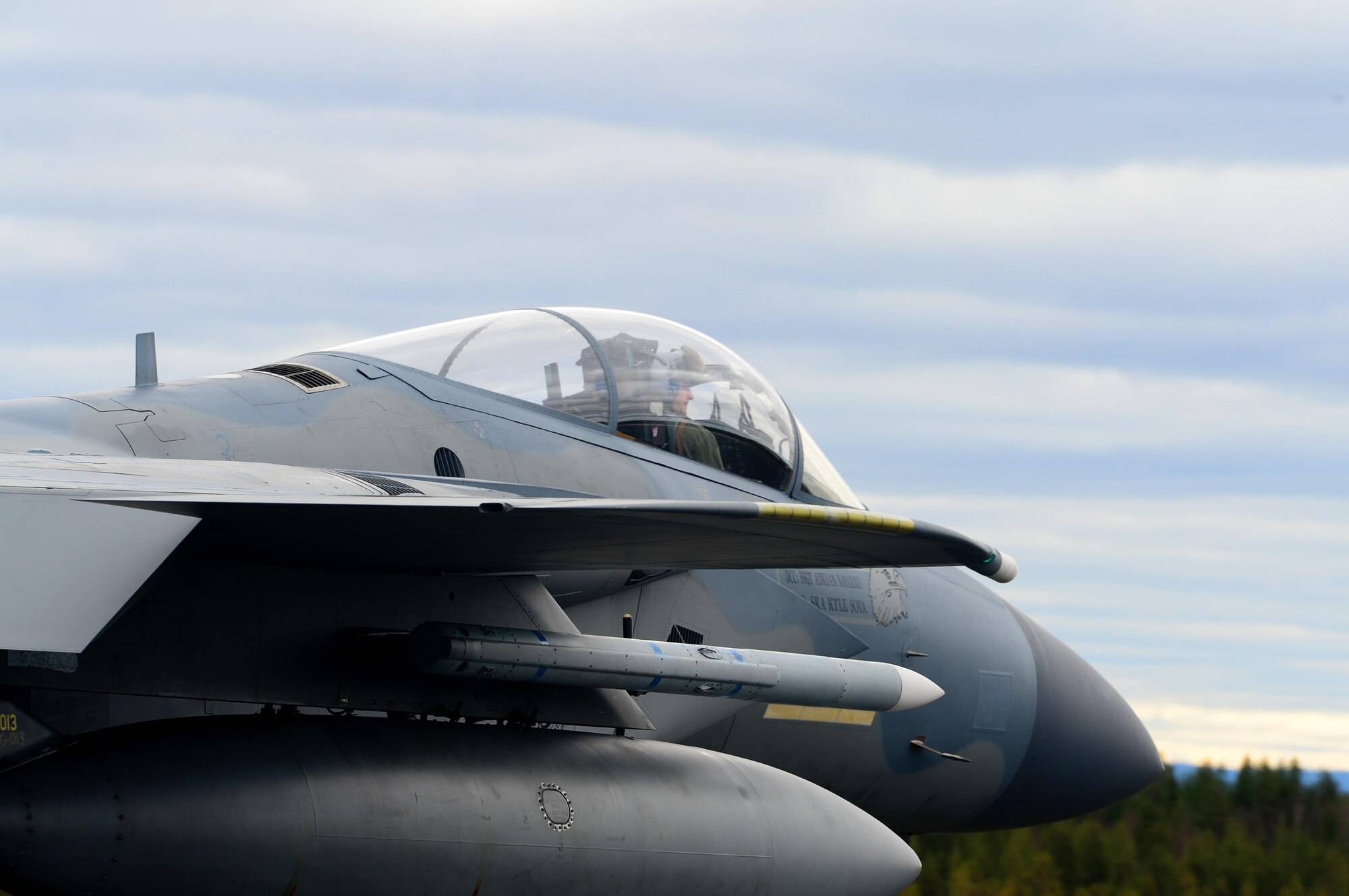 An F-15C Eagle from the 493rd Fighter Squadron, Royal Air Force Lakenheath, England, taxis to the runway for the first sortie of the day at Rovaniemi Air Base, Finland, May 26, in support of Arctic Challenge 2017. The Reapers joined counterparts from 10 other nations, along with representatives from NATO, for the exercise to build on their expertise in the air and increase interoperability. (U.S. Air Force photo/Airman 1st Class Abby L. Finkel)