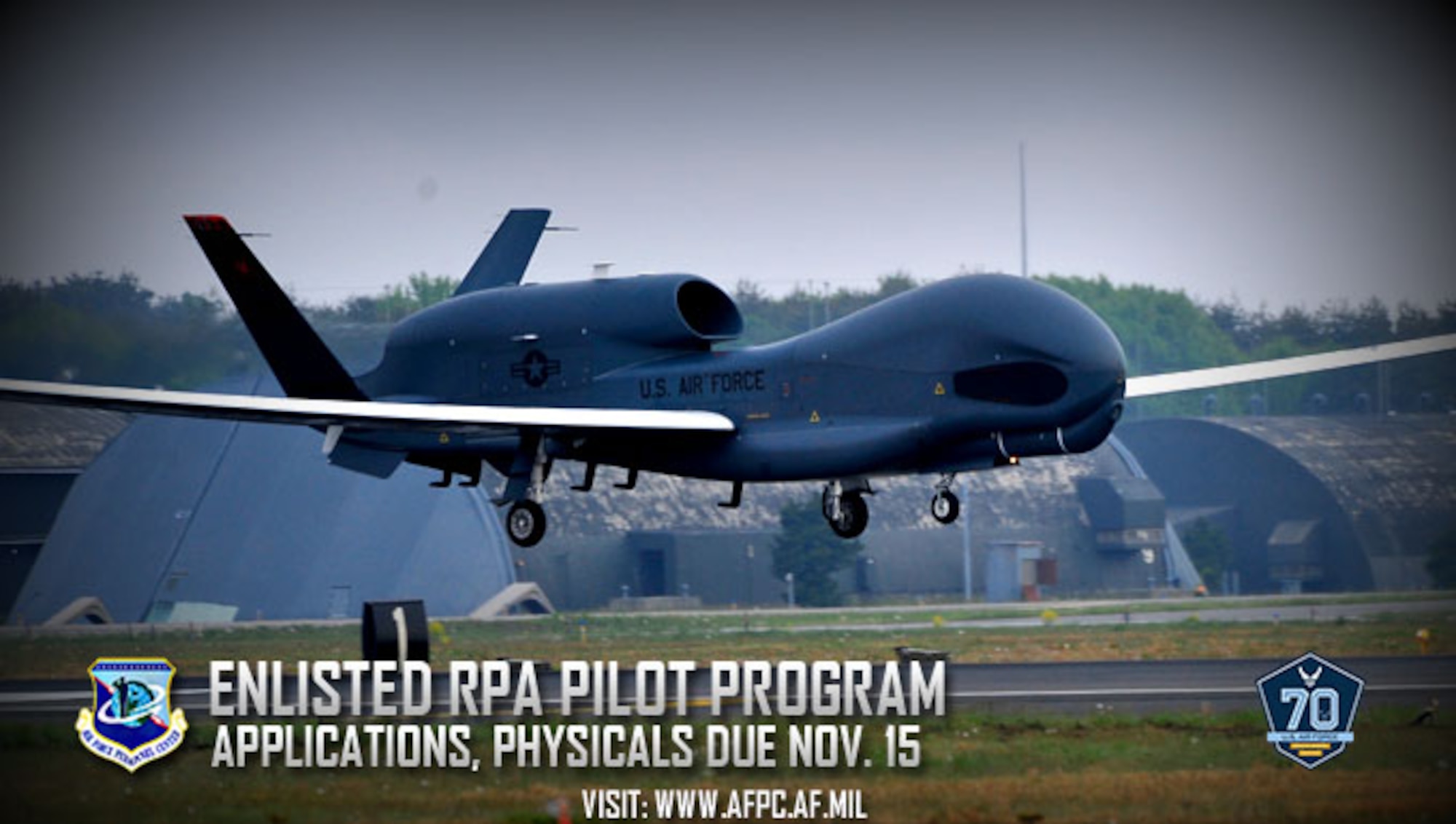 The application window is open for Airmen interested in becoming enlisted remotely piloted aircraft pilots as a part of the deliberate approach to enhance the Air Force’s Intelligence, Surveillance and Reconnaissance mission. (U.S. Air Force graphic by Kat Bailey)