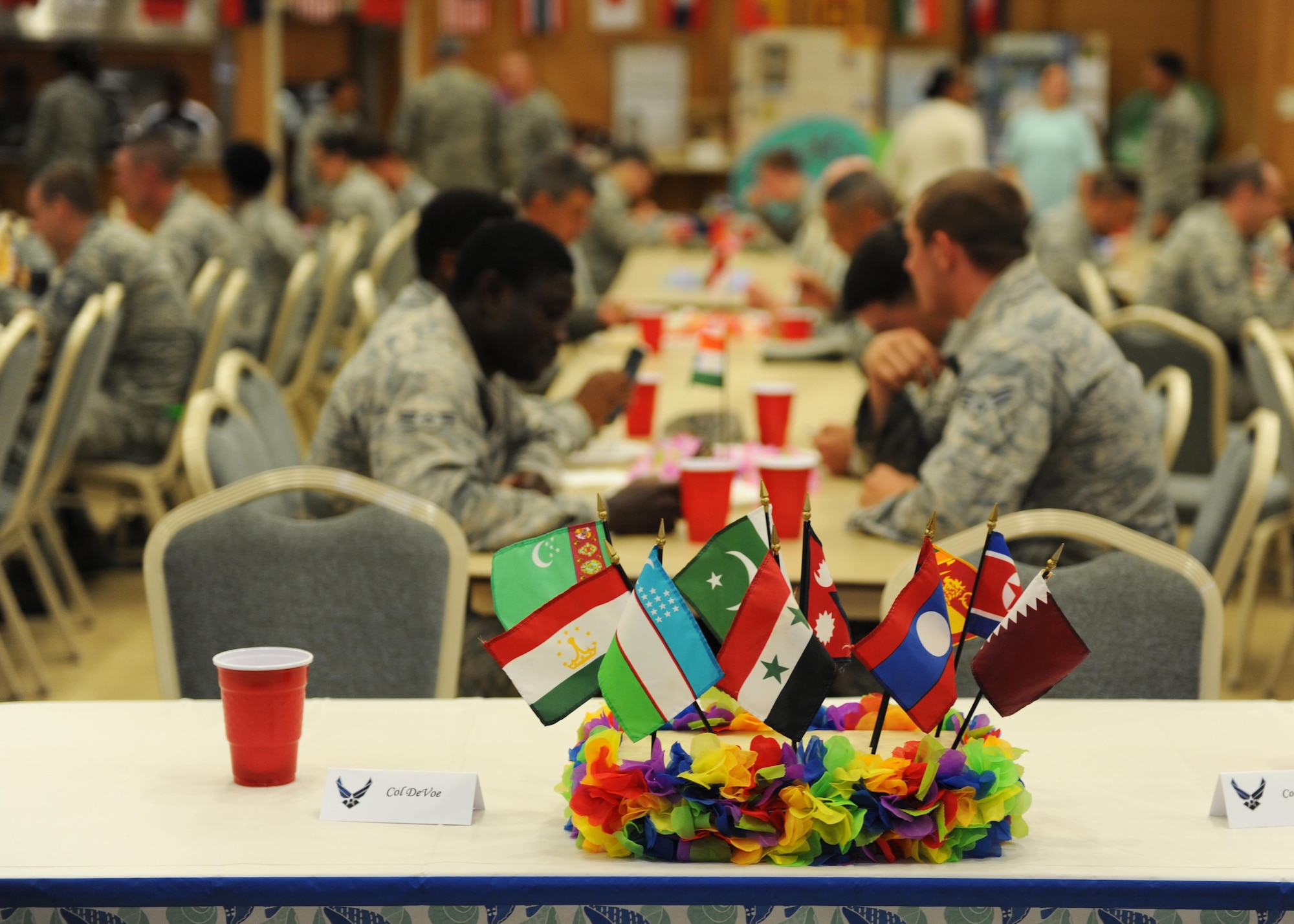 Team Little Rock members celebrate American Asian and Pacific Islander Month during a luncheon May 26, 2017, at the Walter's Community Support Center on Little Rock Air Force Base, Ark. The event educated and highlighted Asian American and Pacific Islander heritage. (U.S. Air Force photo by Airman 1st Class Grace Nichols)