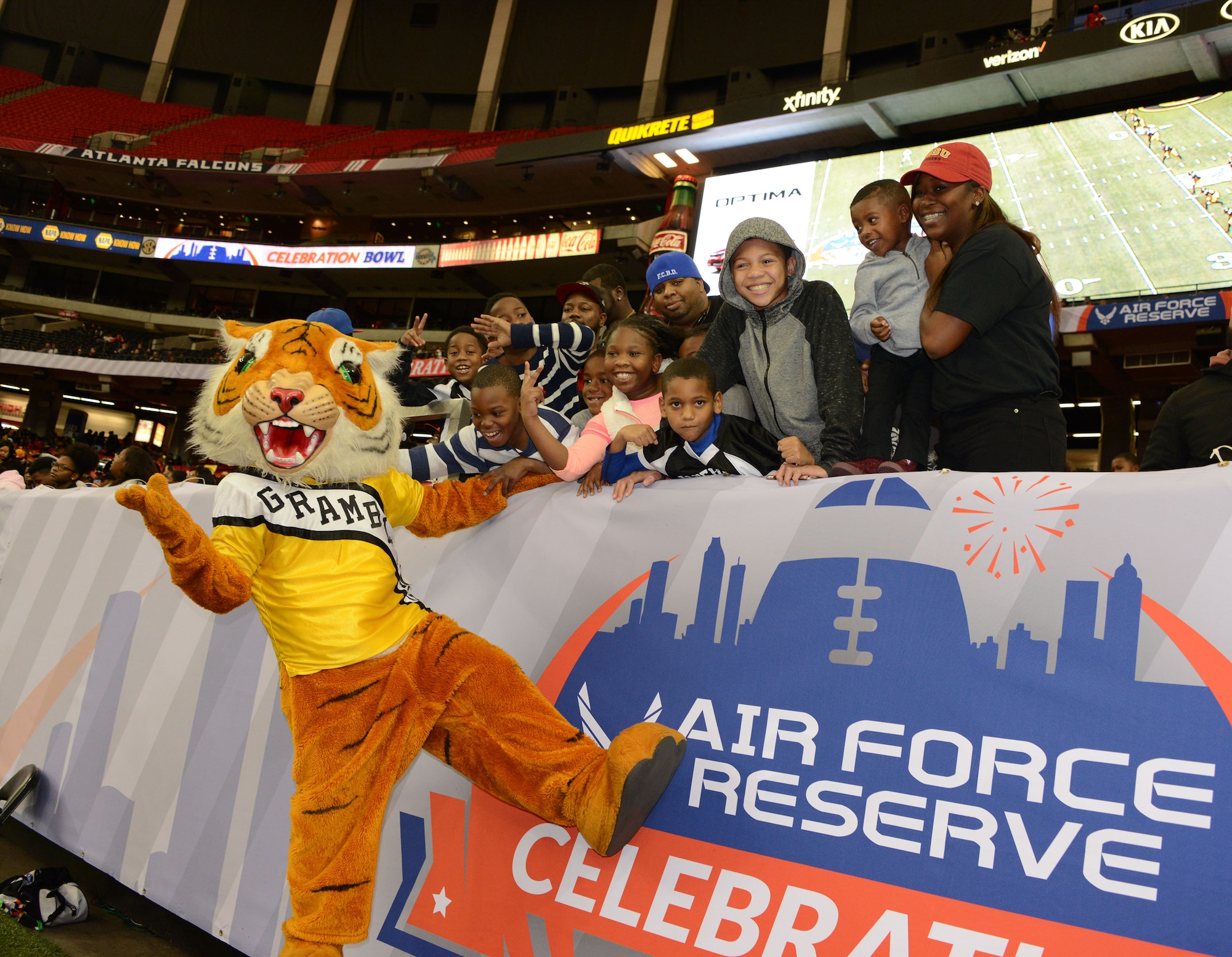Wheaton, a senior at Grambling State University in Lousiana, suited up as the school’s mascot for the last time during the Air Force Reserve Command Celebration Bowl Dec. 17 in Atlanta. Grambling beat North Carolina Central 10-9. (U.S. Air Force photo by Master Sgt. Chance Babin)