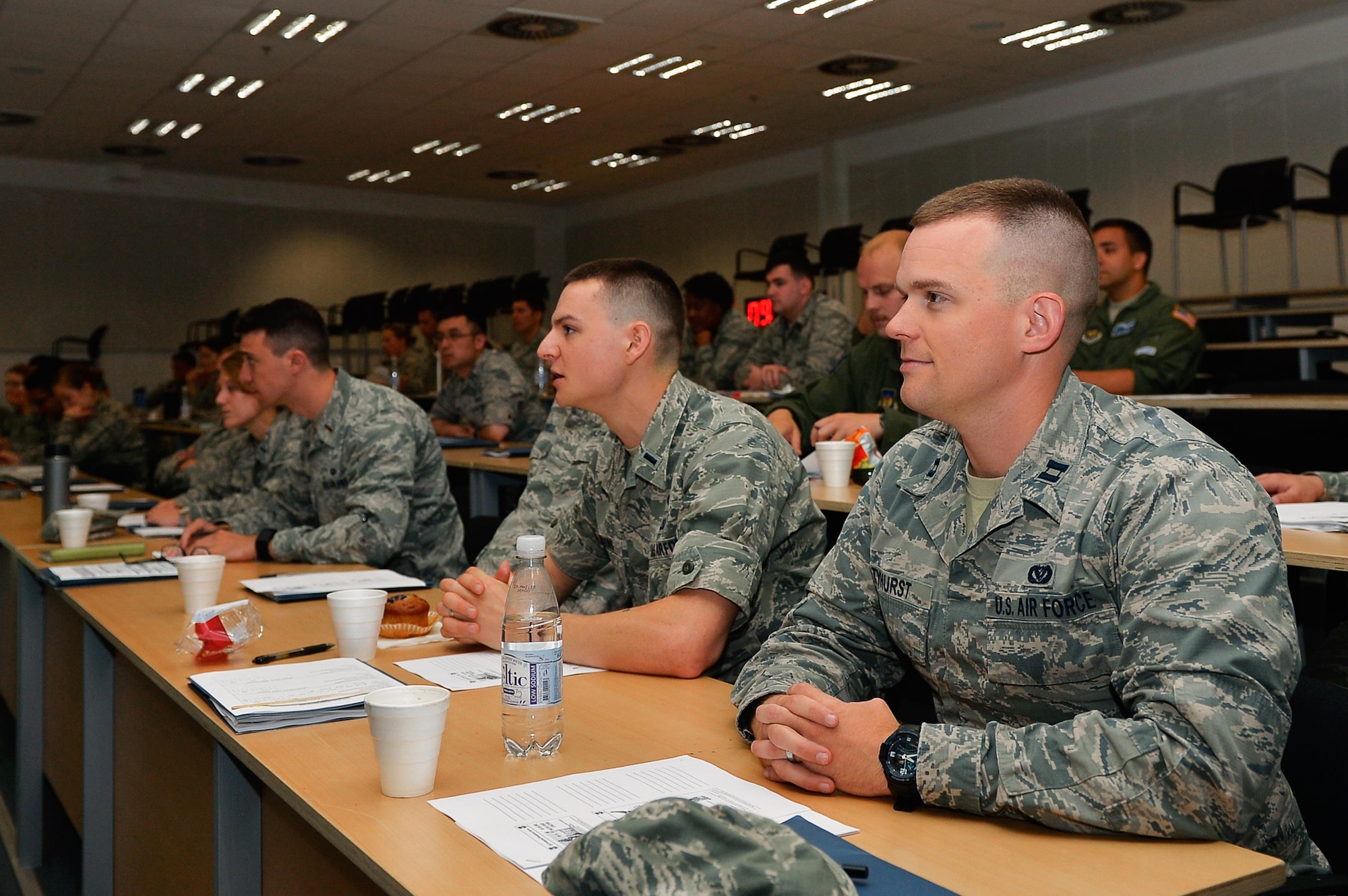 Airmen from around the Kaiserslautern Military Community attend a professional development seminar at Ramstein Air Base, Germany, June 1, 2017. The two-day event was facilitated by the KMC First Sergeant Council. (U.S. Air Force photo by Airman 1st Class Joshua Magbanua)