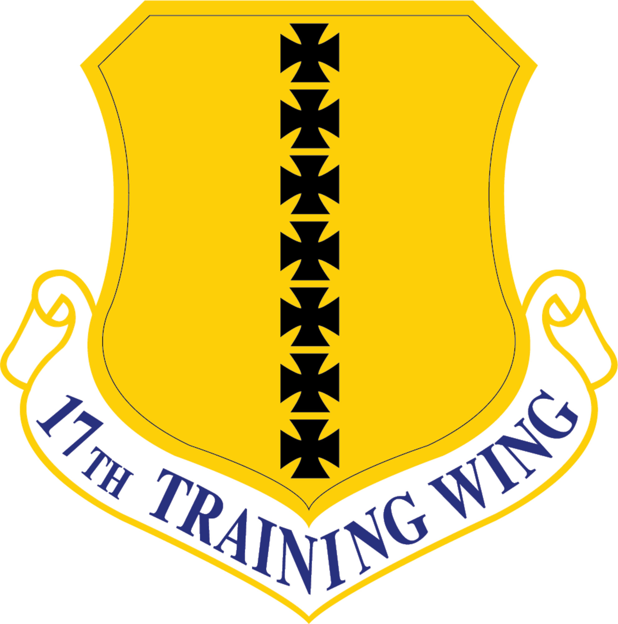 Blue and yellow are the Air Force colors. Blue alludes to the sky, the primary theater of Air Force operations. Yellow refers to the sun and the excellence required of Air Force personnel. The seven crosses represent the seven battle honors of the Group during World War I.