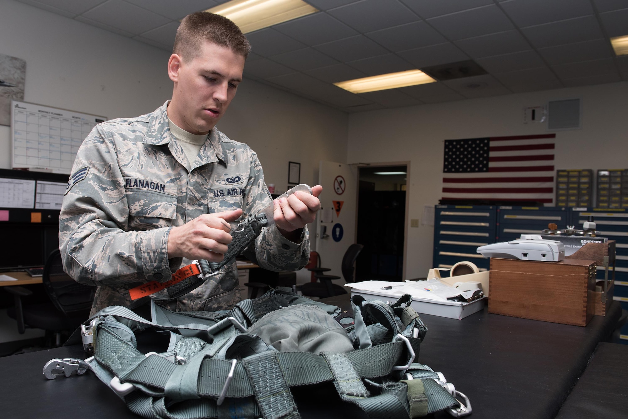 Senior Airman Ronald Flanagan, Unit: 412th Operations Support Squadron Aircrew Flight Equipment, is the 412th Test Wing’s Warrior of the Week. (U.S. Air Force photo by Joseph Pol Gocong) 