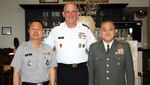 Gen. Robert B. Brown (center), Commanding General, U.S. Army Pacific, held the early morning tri-lateral meeting, in Honolulu, Hawaii, with General Jang Jun-Gyu (left), Chief of Staff of the Republic of Korea Army, and General Toshiya Okabe (right), Chief of Staff, Japan Ground Self-Defense Force, prior to the start of the 2017 Land Forces Pacific Symposium on May 23, 2017. USARPAC's commitment to the defense of its allies, the Republic of Korea and Japan, is ironclad.