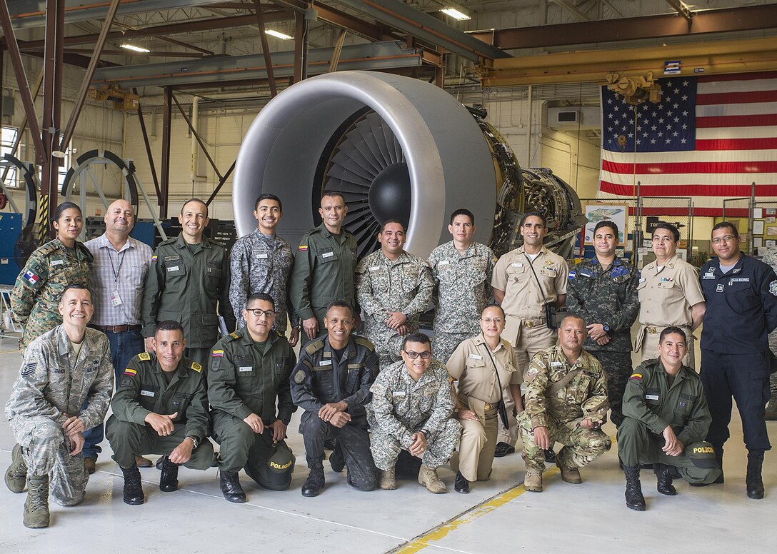 Students  from the Inter-American Air Force Academy toured the 433rd Maintenance Squadron June 1, 2017 at Joint Base San Antonio-Lackland. The tour included stops at the engine, fabrication, and sheet metal shops. (U.S. Air Force photo by Benjamin Faske)