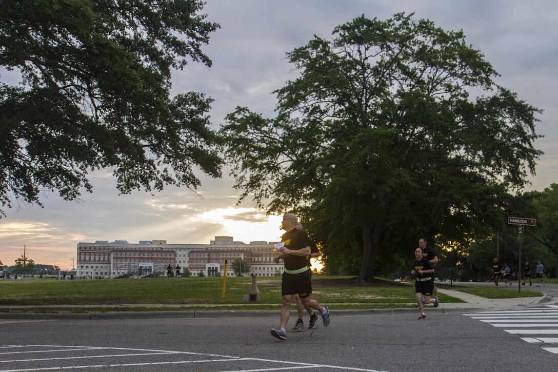Soldiers, civilians and families at the U.S. Army Reserve Command
headquarters at Fort Bragg, N.C., participate in an urban-orienteering
event, June 2, 2017. The event was designed to promote individual and unit
readiness by ensuring everybody stays physically fit, enhance team cohesion
and improve spirit de corps. Orienteering is a competitive form of land
navigation. It combines map reading, terrain study, strategy, competition
and exercise. (U.S. Army Reserve photo by Sgt. Stephanie Ramirez)