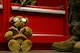 Hugh Trenchard teddy bear, waits for British Royal Air Force (RAF) Flight Lt. Benjamin Cable, 79th Fighter Squadron exchange pilot, to change into flight gear, at Shaw Air Force Base, S.C., May 18, 2017. In honor of the 100th birthday of the RAF and the 70th birthday of U.S. Air Force, Hugh will fly in every U.S. aircraft that RAF exchange pilots have flown. (U.S. Air Force photo by Staff Sgt. William Banton)