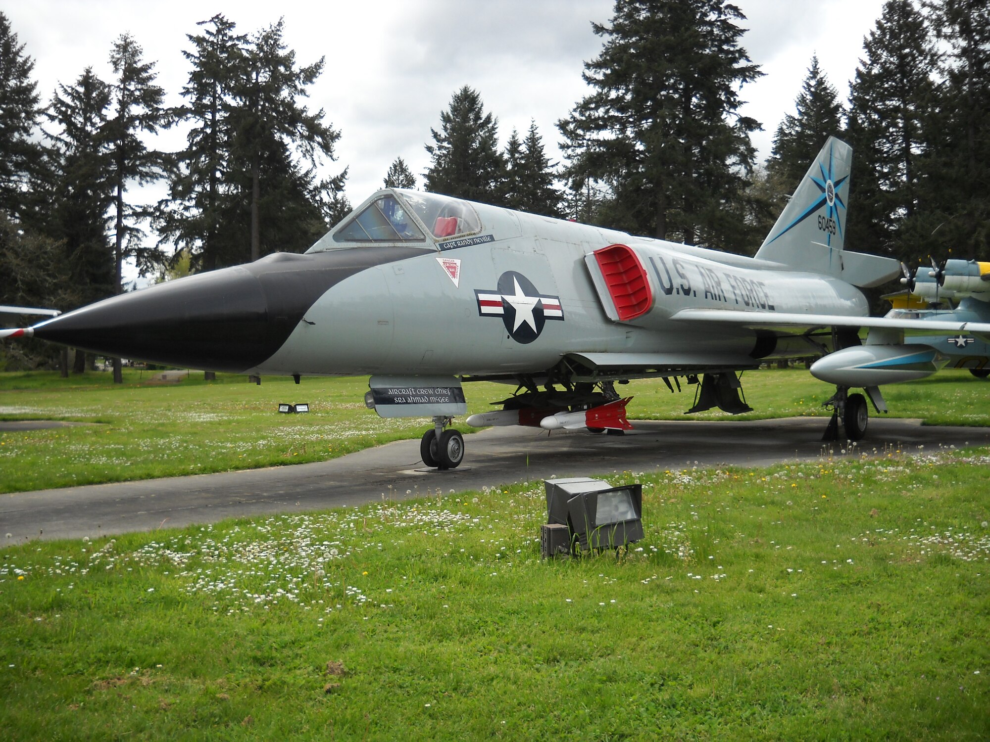 F-106A Delta Dart jet fighter is displayed at the McChord Field Heritage Hill Air Park May 5, 2017, at Joint Base Lewis-McChord, Wash. The F-106 was flown at McChord under the 318th Fighter Interceptor Squadron from 1960-1983. (Courtesy photo) 