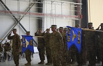 The 455th Air Expeditionary Wing renders the first salute to the new 455th Air Expeditionary Wing commander, Brig. Gen. Craig Baker, during a change of command ceremony at Bagram Airfield, Afghanistan, June 3, 2017. During the ceremony, Brig. Gen. Jim Sears relinquished command of the 455th AEW to Baker. (U.S. Air Force photo by Staff Sgt. Benjamin Gonsier)