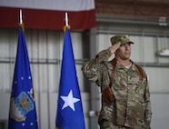 Brig. Gen. Craig Baker, the 455th Air Expeditionary Wing commander, renders his first salute to Airmen of the 455th AEW during a change of command ceremony at Bagram Airfield, Afghanistan, June 3, 2017. Baker previously served as the Director, Deputy Chief of Staff for Operations Checkmate Division at Headquarters U.S. Air Force in Washington D.C. Baker is a command pilot with more than 2,600 hours flying and has flown the F-16 Fighting Falcon and F-22 Raptor. (U.S. Air Force photo by Staff Sgt. Benjamin Gonsier)