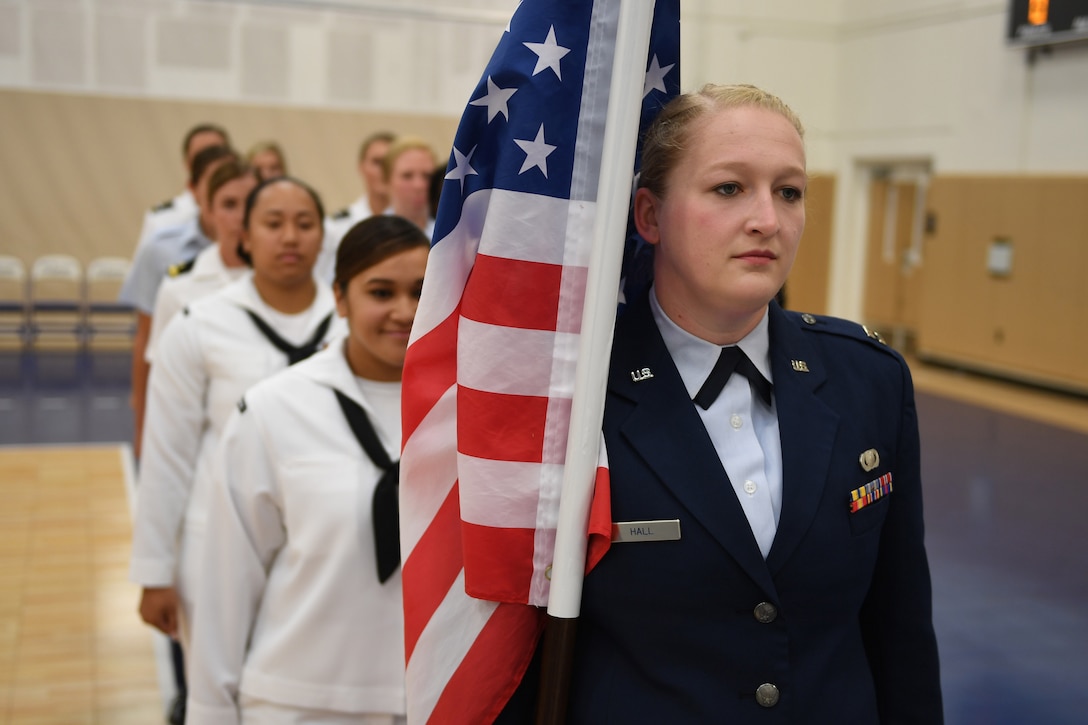 170603-N-UK306-045 JACKSONVILLE, Fla. (June 3, 2017)  Compeititors take part in the opening ceremony of the 18th Conseil International du Sport Militaire (CISM) World Military Women's Volleyball Championship at Naval Station Mayport.  Teams from the United States, Canada, China, Germany and The Netherlands will compete June 4-9, while promoting peace activities and solidarity among athletes. (U.S. Navy photo by Mass Communication Specialist 2nd Class Timothy Schumaker/Released)