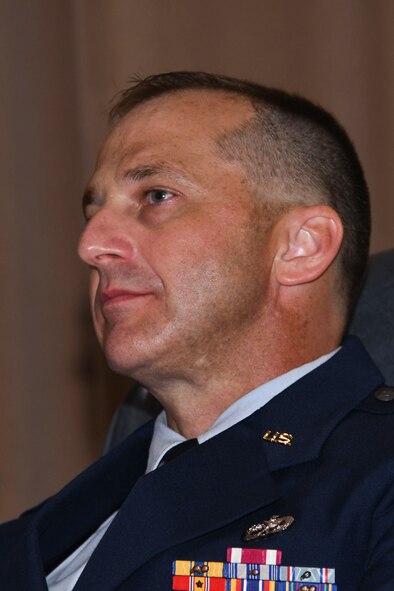 U.S. Air Force Maj. Michael Maise, 307th Aircraft Maintenance Squadron commander, looks on during the ceremony in which he took command of the unit at Barksdale Air Force Base, La., June 3, 2017.  Maise originally enlisted in the Air Force in 1995 and earned his commission in 2001.  He served on active duty until 2007 and then transitioned to the Air Force Reserve.  Prior to taking command of the 307th AMXS, Maise served as the director of staff for the 307th Maintenance Group. (U.S. Air Force photo by Tech. Sgt. Ted Daigle/Released)