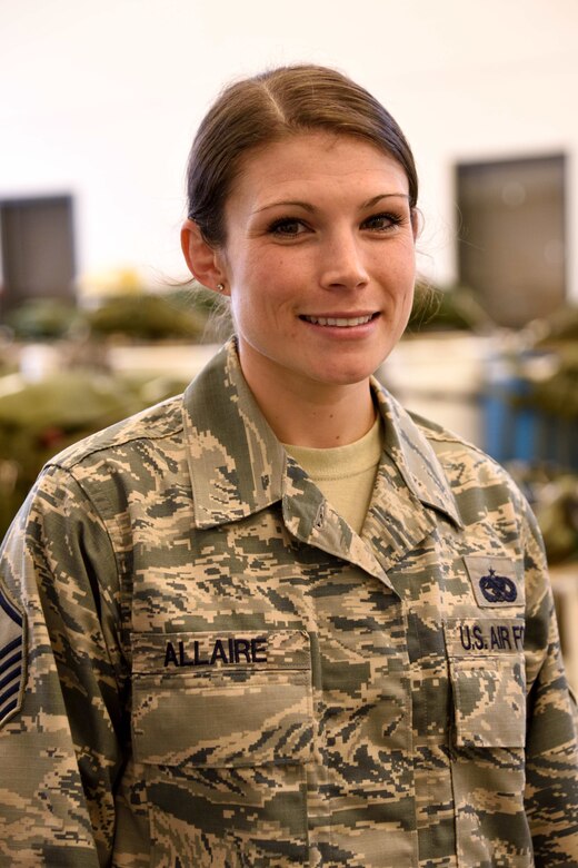 Master Sgt. Danielle Allaire, 41st Aerial Port Squadron passenger service supervisor, assisted with an inflight emergency March 4, 2017, during her flight from Hawaii to Guam for a tour of duty March 4-18, 2017. Allaire and three other medical personnel assisting in keeping a passenger, who was exhibiting symptoms of a heart attack, stable until the flight reached Guam and the patient could be transferred to emergency medical services on the ground. (U.S. Air Force photo/Tech. Sgt. Ryan Labadens)