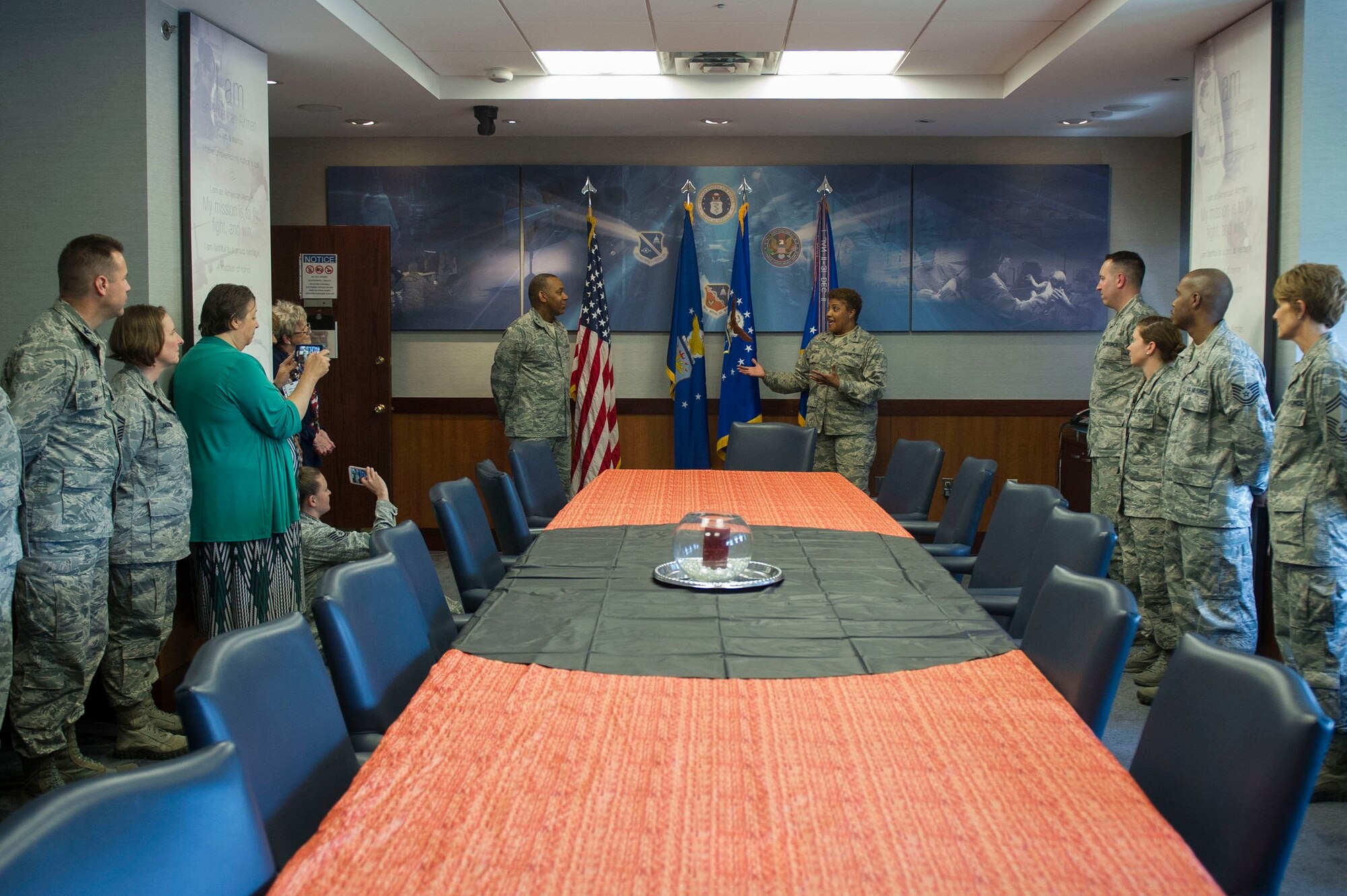 79th Medical Wing Vice-Commander Col. Yolanda D. Bledsoe hosts Maj. Gen. Roosevelt Allen Jr. for an unveiling of his portrait as former 79th Medical Wing Commander on Joint Base Andrews June 2, 2017. (Photo by Senior Master Sgt. Adrian Cadiz)(Released) 