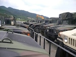 Twelve high-mobility, wheeled vehicles arrive among the many Class II and VII items rolling into DLA Disposition Services at Gimcheon, Korea, for the Operation Clean Sweep. 