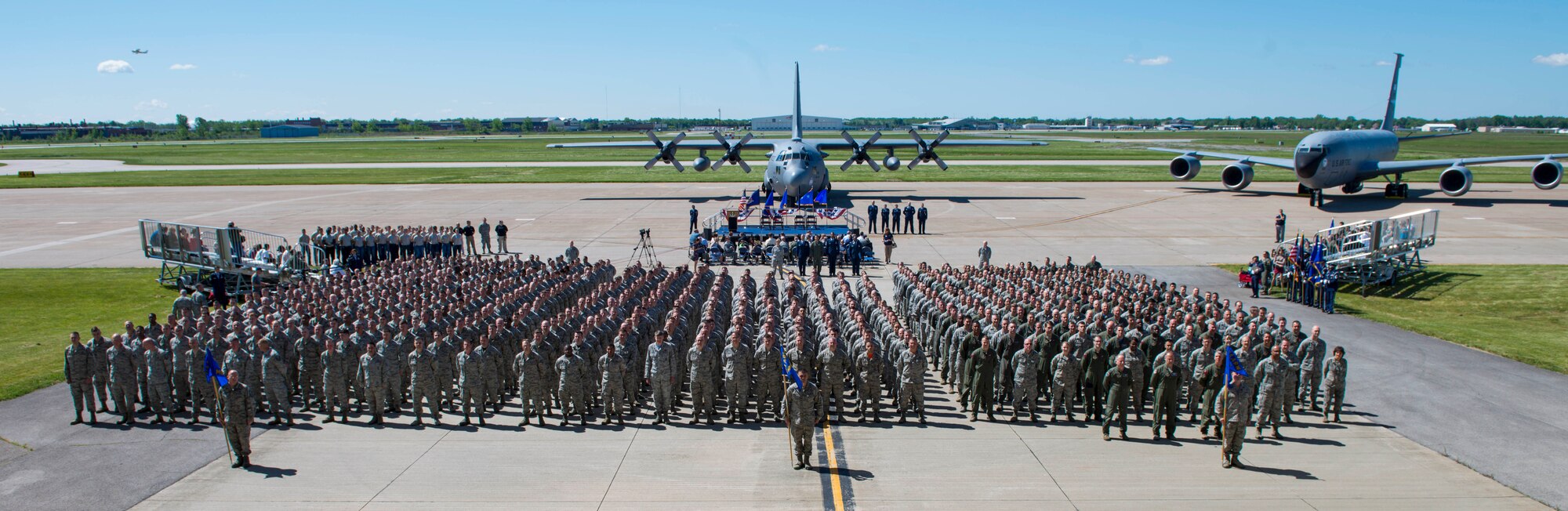 The 914th Airlift Wing was re-designated as an air refueling wing during a special ceremony held June 3, 2017 at the Niagara Falls Air Reserve Station, N.Y. This ceremony marked the transition for the wing from the C-130 Hercules to the KC-135 Stratotanker.  (U.S. Air Force photo by Tech. Sgt. Stephanie Sawyer)