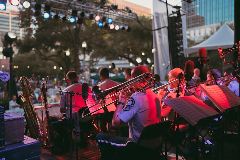 The U.S. Air Force Band Airmen of Note perform at the Jacksonville Jazz Festival in Florida, May 27, 2017. The band performed four concerts for audiences throughout Augusta, Athens and Savanna, Ga., all leading up to their final concert at the Jacksonville Jazz Festival. (U.S. Air Force photo by Senior Airman Delano Scott)