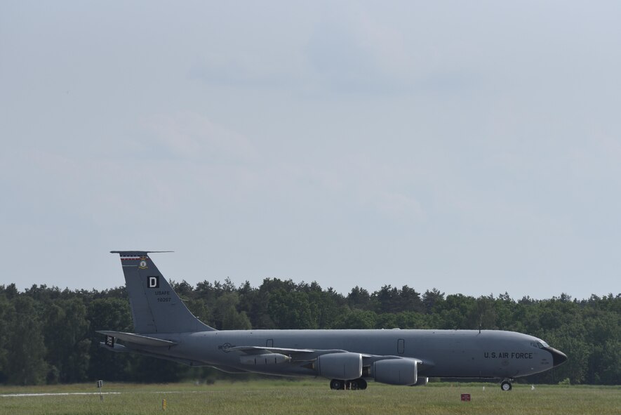 A KC-135R Stratotanker prepares to takeoff during BALTOPS exercise at Powidz Air Base, Poland, June 5, 2017. BALTOPS is an annually recurring multinational exercise designed to enhance flexibility and interoperability, as well as demonstrate resolve of allied and partner forces to defend the Baltic region. Participating nations include
Belgium, Denmark, Estonia, Finland, France, Germany, Latvia, Lithuania, the Netherlands, Norway, Poland, Sweden, the United Kingdom, and the United States. (U.S. Air Force photo by Staff Sgt. Jonathan Snyder)