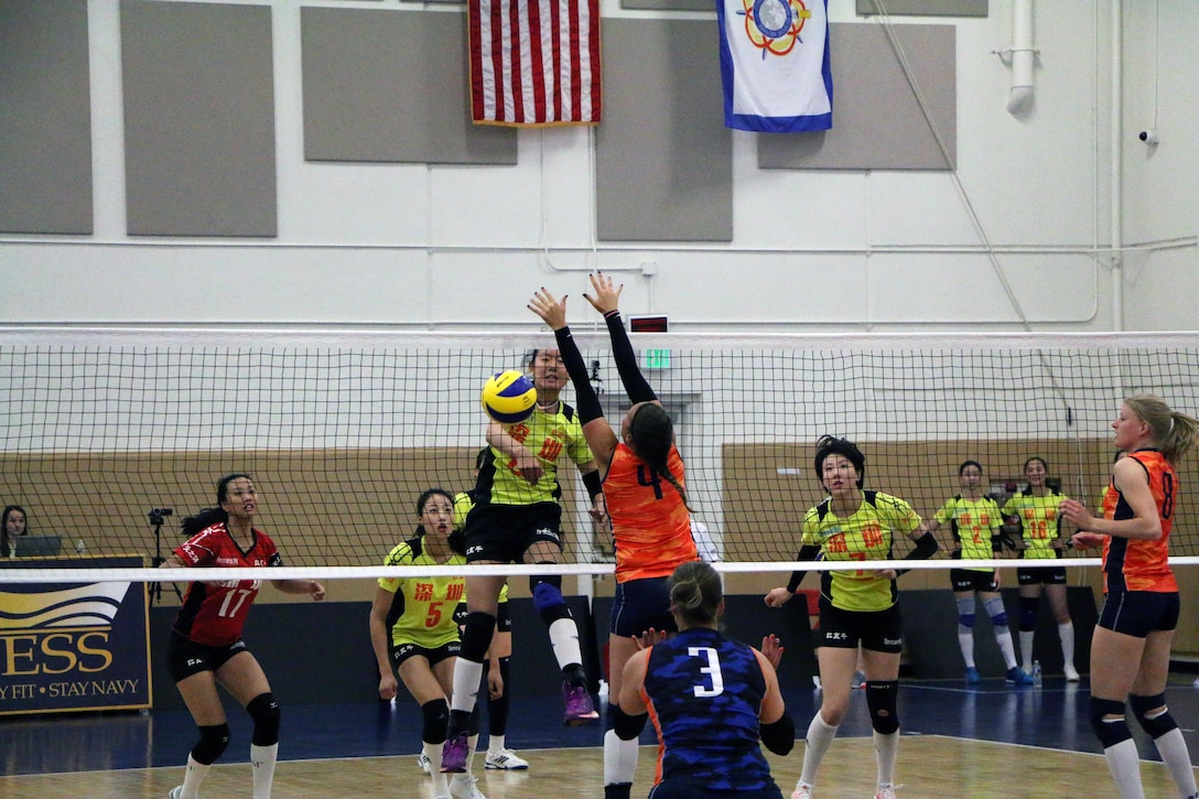 China dominates Netherlands in match 3 of the 18th Conseil International du Sport Militaire (CISM) World Women's Military Volleyball Championship at Naval Station Mayport, Florida on 5 June 2017. Mayport is hosting the CISM Championship from 2-11 June.  Finals are on 9 June.