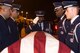 Tech. Sgt. Forris Phillips, 23d Wing Honor Guard NCO in charge, renders a salute to deceased Senior Airman Gabriel Antonio Fuentes Lebrón’s, 18th Security Forces Squadron, Kadena Air Base, Japan, casket during a dignified arrival in Jacksonville, Fla., May 30, 2017. Moody’s honor guard performs congressionally mandated honors throughout 51 counties within Southern Georgia and Northern Florida. Moody’s honor guard, also known as the Knights of Honor, are comprised of up to 25 active duty Airmen. (U.S. Air Force photo by Senior Airman Greg Nash)