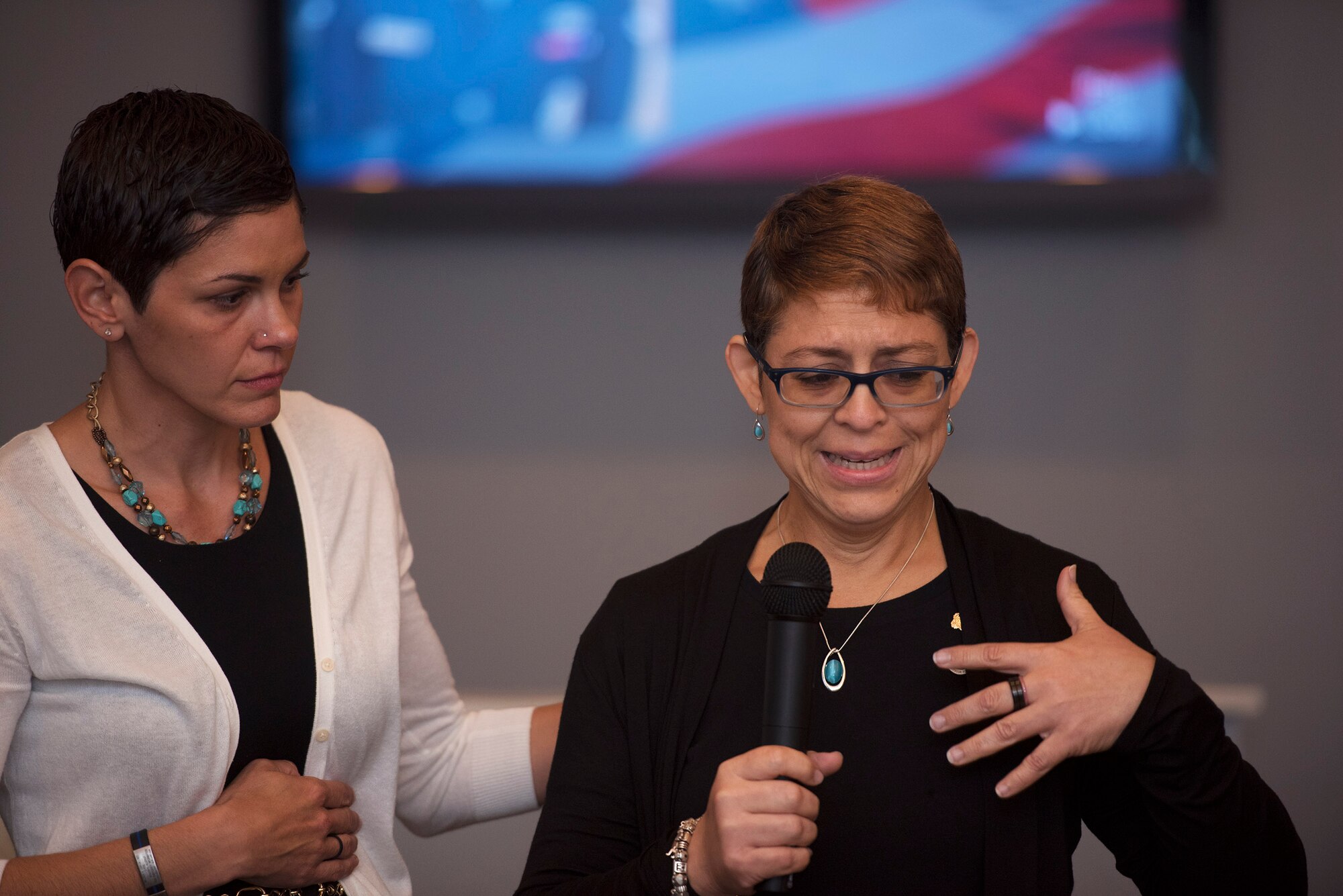 Maribel Lebrón gives final remarks during her son’s, Senior Airman Senior Airman Gabriel Antonio Fuentes Lebrón, 18th Security Forces Squadron, Kadena Air Base, Japan, funeral in Orange Park, Fla., June 1, 2017. Lebrón’s most recent accomplishment was being selected for promotion to Senior Airman Below The Zone, March 23, and was posthumously promoted on the day of his passing, May 19. He leaves behind his parents, older brother, Miguel Angel, sisters Michelle and Valerie, niece, Ileana, as well as countless family members and friends. (U.S. Air Force photo by Senior Airman Greg Nash)