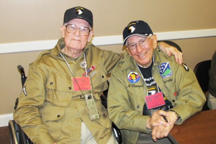 Edwin "Doc" Pepping, left, and Albert "Al" Mampre served as combat medics attached to Easy Company, 2nd Battalion of the 506th Parachute Infantry Regiment, 101st Airborne Division, also known as the "Band of Brothers." Photo courtesy of Matthew Pepping