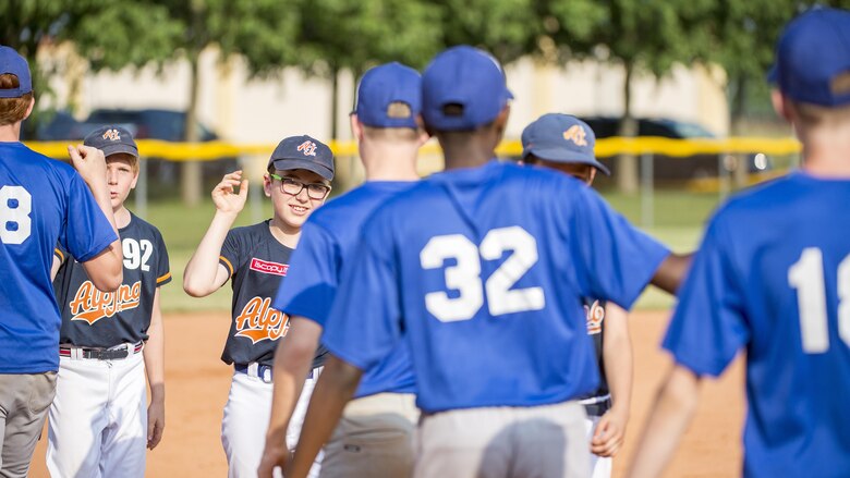 Players from the Aviano Tigerz and Junior Alpina baseball teams shake hands after a game June 3, 2017, at Aviano Air Base, Italy. In this goodwill game, winning or losing did not matter, it was about making new and long-lasting relationships. (U.S. Air Force photo by Senior Airman Cory W. Bush)