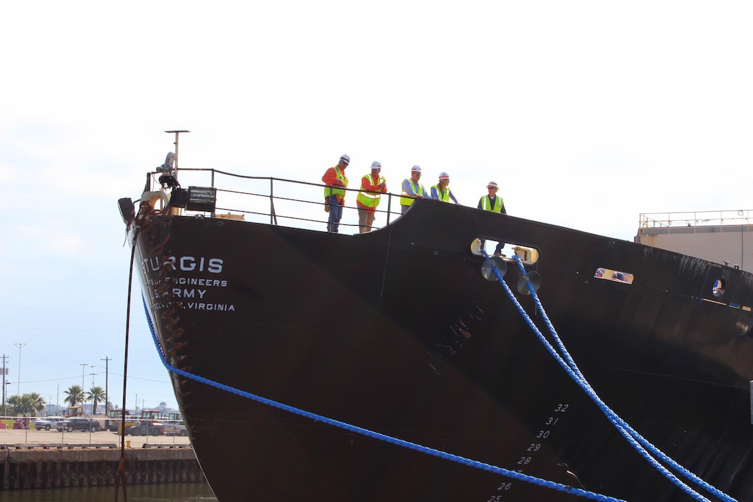 Personnel from Baltimore District and Galveston District of the U.S. Army Corps of Engineers discuss STURGIS decommissioning progress aboard the vessel during a site visit in Galveston Dec. 8, 2015. 

The U.S. Army Corps of Engineers, Baltimore District, working closely with the Corps’ Galveston District, is managing the decommissioning and dismantling of the STURGIS, a former World War II Liberty Ship that was converted into the first floating nuclear power plant in the 1960s.