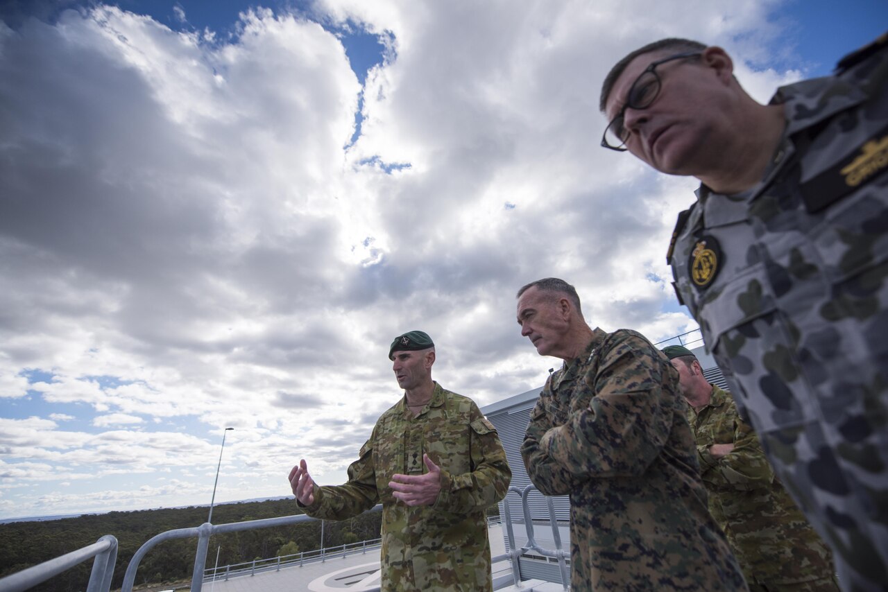 Marine Corps Gen. Joseph F. Dunford Jr., chairman of the Joint Chiefs of Staff, tours Holsworthy Barracks in Holsworthy, Australia, June 6, 2017. The base was the target of a 2009 al-Shabab plot that was foiled by Australian security services. DoD photo by Navy Petty Officer 2nd Class Dominique A. Pineiro