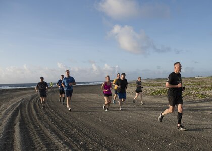 Marine Corps Gen. Joseph F. Dunford Jr., chairman of the Joint Chiefs of Staff, goes on a historic running tour of the World War II Memorials on Wake Island, June 6, 2017. 