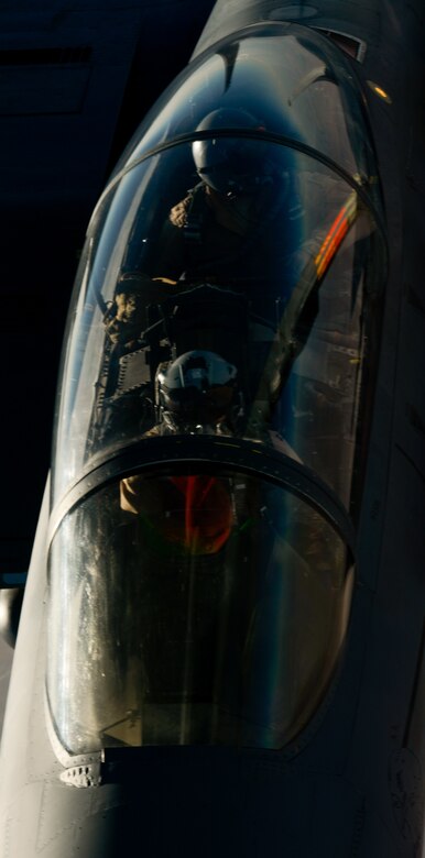 A U.S. Air Force F-15E Strike Eagle receives fuel from a 908th Expeditionary Air Refueling Squadron KC-10 Extender during a flight in support of Operation Inherent Resolve June 2, 2017. The F-15E Strike Eagle is a dual-role fighter designed to perform air-to-air and air-to-ground missions. An array of avionics and electronics systems gives the F-15E the capability to fight at low altitude, day or night, and in all weather. (U.S. Air Force photo by Staff Sgt. Michael Battles)