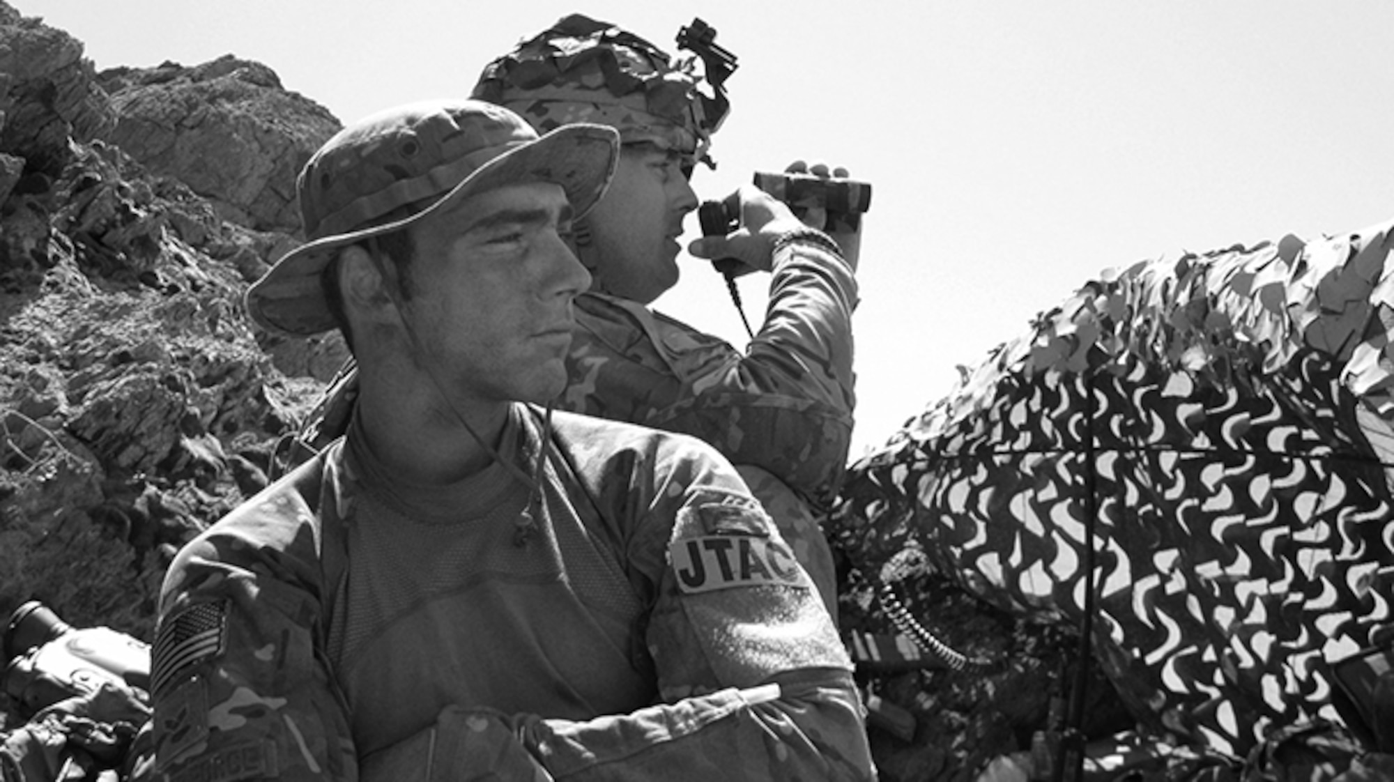 U.S. Air Force 2nd Lt. Andrew Dane stands watch while deployed as a Tactical Air Control Party specialist. In recounting his experience as a TACP specialist, Dane said “I could still wear my beret and blouse my boots, I feel like [this] was fit for me.” (Courtesy photo)