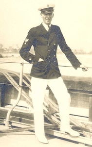 CQM Lloyd L. Horrell, USCG, circa 1928, blue dress uniform. 