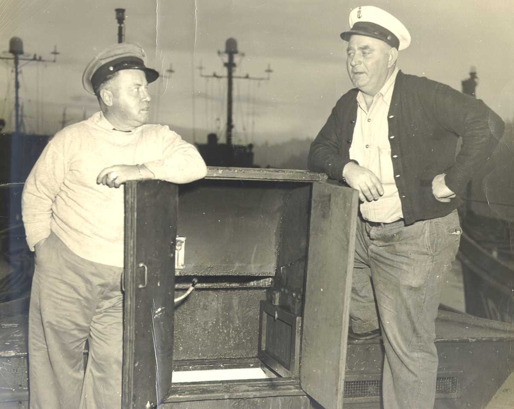 Two unidentified chief petty officers, circa 1950 