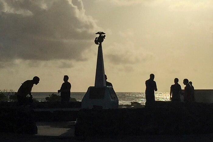 Marine Corps Gen. Joe Dunford, chairman of the Joint Chiefs of Staff, tours the Wake Island Defenders Memorial, June 7, 2017. DoD photo by Jim Garamone