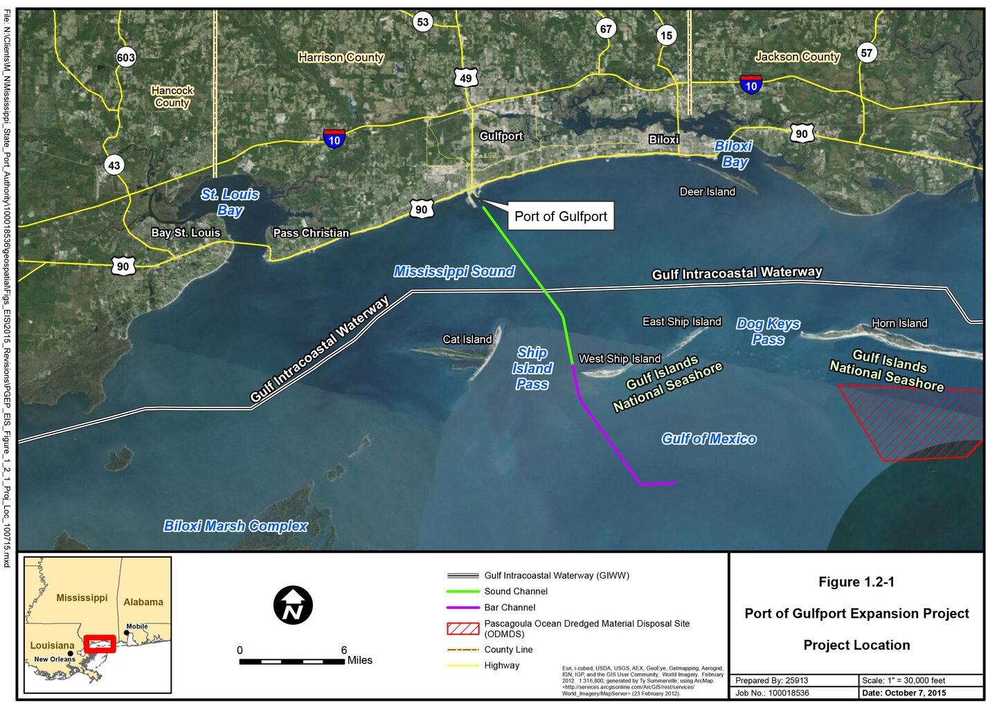 Graphic illustration of the location of the proposed Port of Gulfport Expansion Project. 