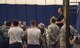 Master Sgt. Justin Adams, 419th Security Forces Squadron first sergeant, addresses reservists before participating in The Murph Challenge June 3 at Hill Air Force Base’s Hess Fitness Center. The Murph challenge consists of a one-mile run, 100 pullups, 200 pushups, 300 squats, and finishes with another mile run, traditionally while wearing a 20-pound vest. (U.S. Air Force photo/Senior Airman Justin Fuchs)