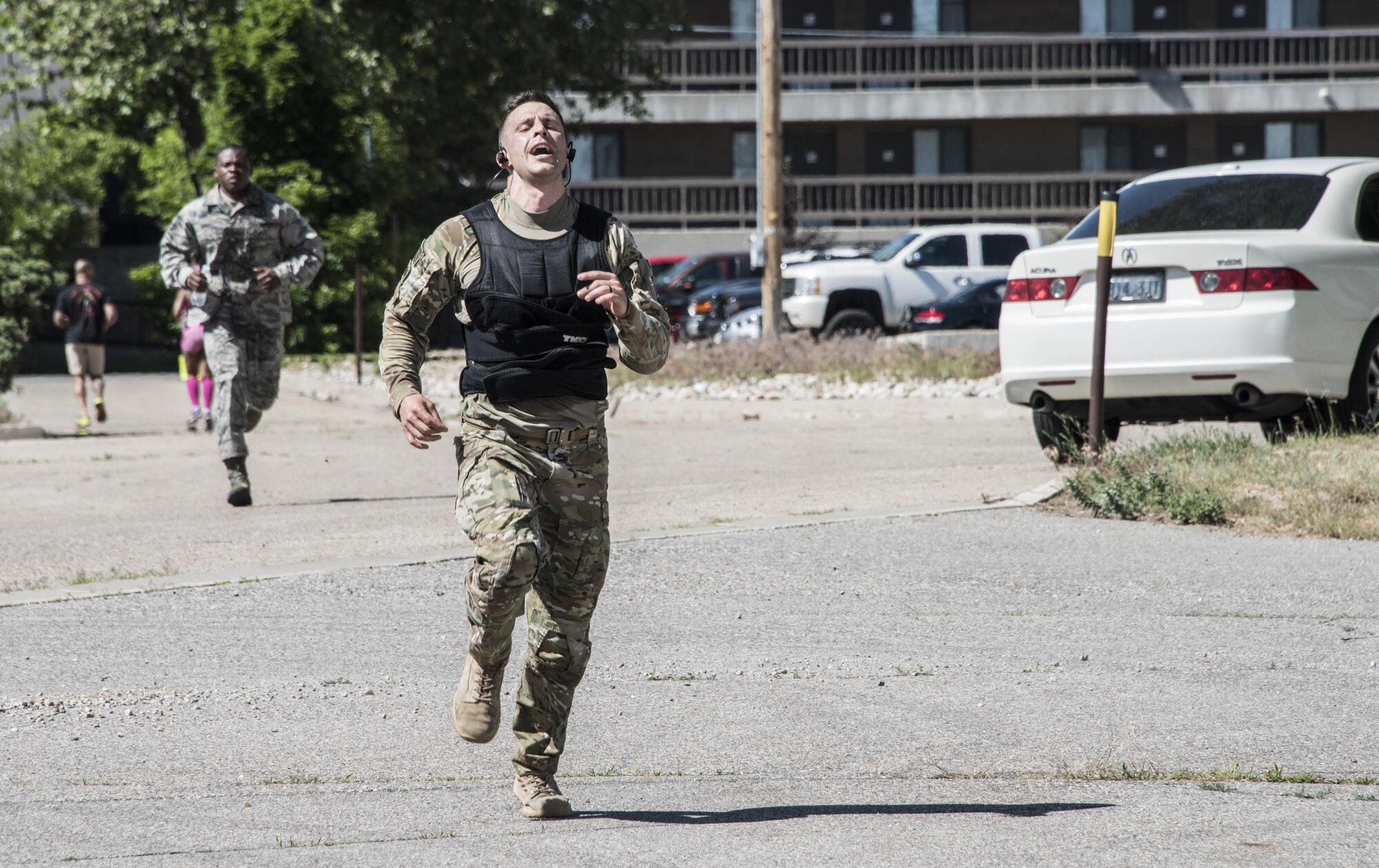 Capt. Sterling Broadhead, 419th Fighter Wing executive officer, races to the finish line June 3 at Hill Air Force Base’s Hess Fitness center while participating in the Murph Challenge. “I was moved by the focus during The Murph Challenge,” said Broadhead. “It was a great opportunity to reflect on a military hero of mine.” (U.S. Air Force photo/Senior Airman Justin Fuchs)